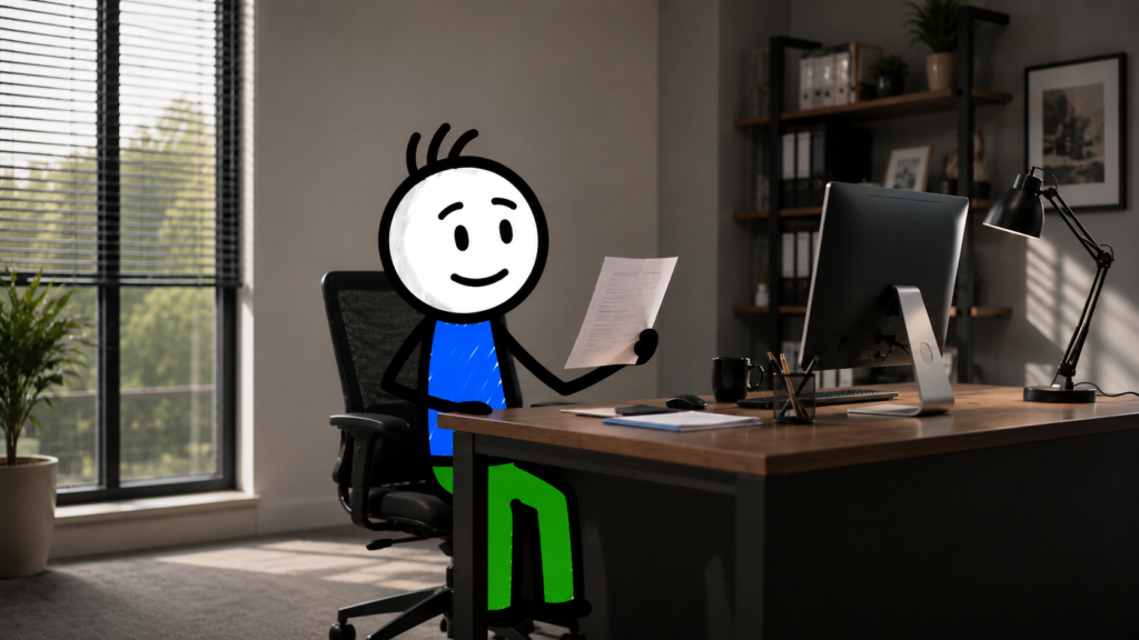 Serasa Limpa Nome — personagem aliviado resolvendo uma pendência no computador